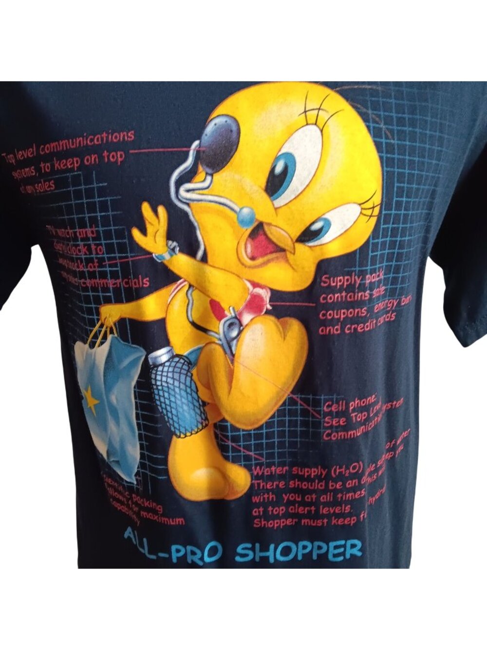 Small Single Stitch T-Shirt Vtg Tweety All-Pro Shopper 1990's Looney Tunes
